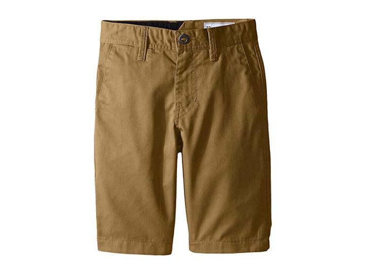 Volcom Kids Frickin Chino Shorts (big Kids) (dark Khaki) Boy's Shorts