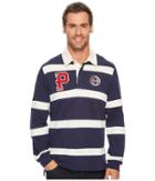 U.s. Polo Assn. Classic Fit Long Sleeve Color Block Pique Polo (classic Navy) Men's Long Sleeve Pullover