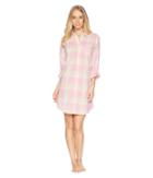 Lauren Ralph Lauren Long Sleeve Roll Tab His Shirt Sleepshirt (pink Plaid) Women's Pajama
