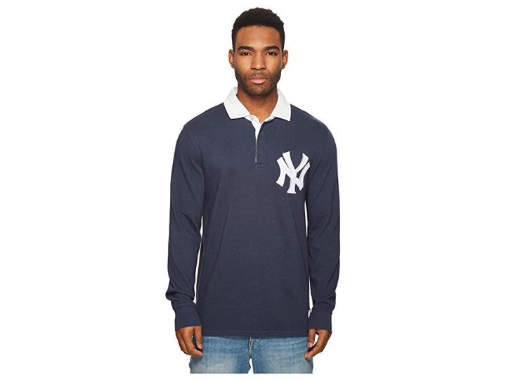 Levi's(r) Mens Ny Yankees Lsc Rugby Solid Shirt (blue) Men's Clothing