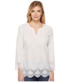 Nydj Embroidered Chambray Voile Top (optic White) Women's Clothing