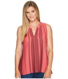 Dylan By True Grit Taylor Texture Centered Stripe Sleeveless High-low Tunic (sailor Red) Women's Sleeveless