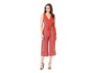London Times Wrap Twin Print Jumpsuit (red/coral) Women's Jumpsuit & Rompers One Piece
