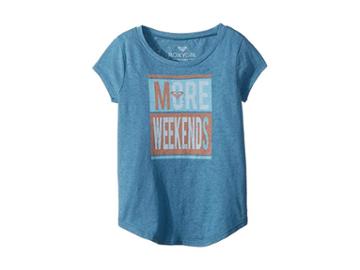 Roxy Kids More Weekends Fashion Crew Top (toddler/little Kids/big Kids) (storm Blue) Girl's T Shirt