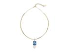 Cole Haan 5.25 Rounded V Collar Necklace (gold/clear Cubic Zirconia/blue London Spinel Glass Stone) Necklace
