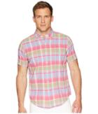 Polo Ralph Lauren Madras Short Sleeve Sport Shirt (magenta/blue) Men's Clothing