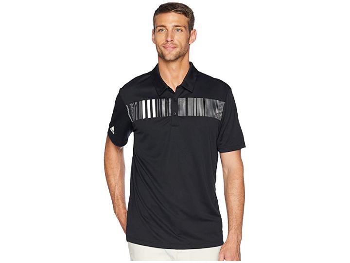 Adidas Golf Chest Stripe Polo (black) Men's Clothing