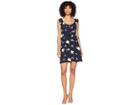 J.o.a. Double V-neck Dress (navy Floral) Women's Dress