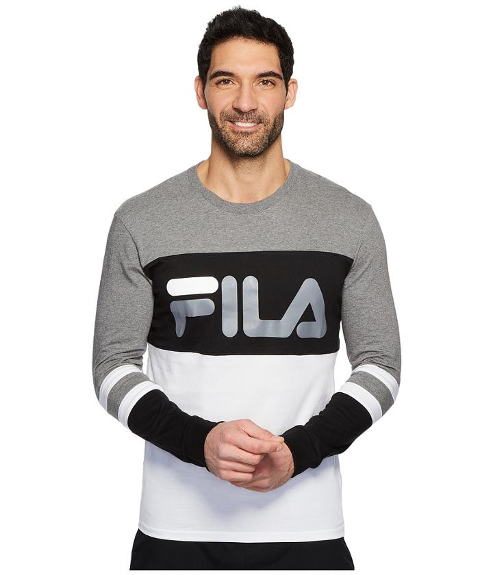 Fila Dylan Long Sleeve T-shirt (high-rise Gray/black/white) Men's T Shirt