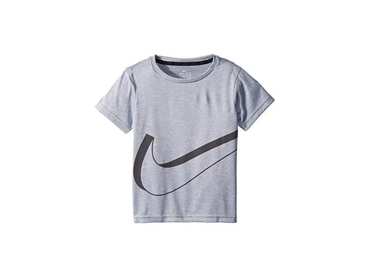 Nike Kids Dri-fit Breathe Short Sleeve Top (little Kids) (wolf Gray Heather) Boy's Clothing