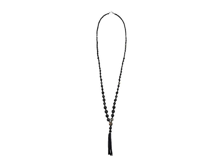 Chan Luu Graduated Semi-precious Stone Tassel Necklace (black Mix) Necklace