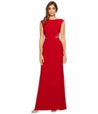 Adrianna Papell Cap Sleeve Long Gown With Lace Illusion Waist Detail (cardinal) Women's Dress