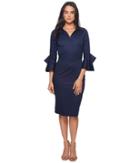 Badgley Mischka Cotton Poplin Dress W/ Collar (navy) Women's Dress