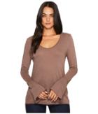 Michael Stars Cotton Supima Soft V-neck With Bell Sleeve (quicksand) Women's Clothing