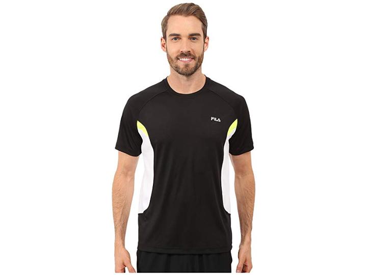 Fila Game On Crew (black/white/safety Yellow) Men's Clothing