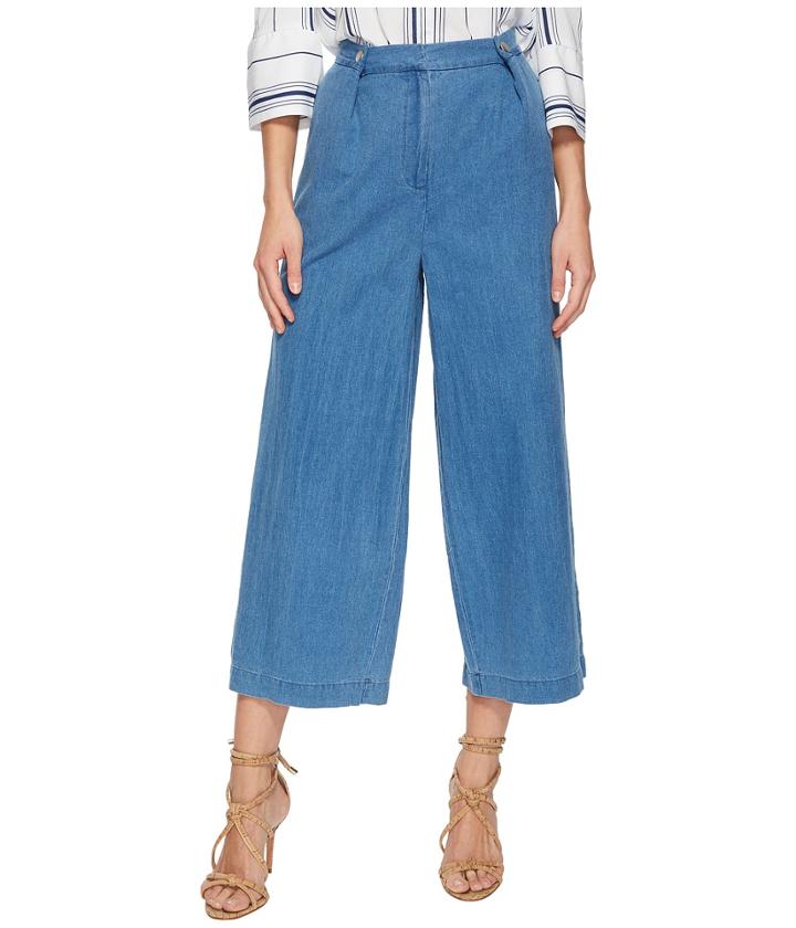 J.o.a. Pleated Wide Leg Pants (chambray) Women's Dress Pants