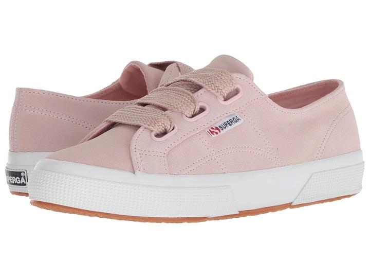 Superga 2750 Suew Biglace (pink Suede) Women's Lace Up Casual Shoes