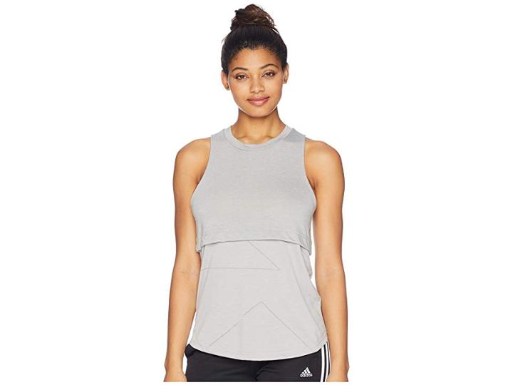 Adidas Yola Cut Out Tank Top (medium Grey Heather/solid Grey) Women's Sleeveless
