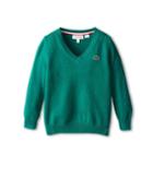 Lacoste Kids Solid V-neck Sweater (toddler/little Kids/big Kids) (jungle Green/jet Blue/white/paprika Red) Boy's Sweater