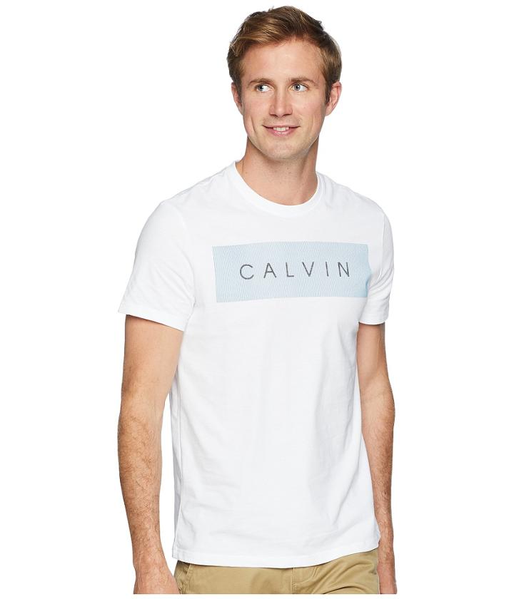 Calvin Klein Short Sleeve Calvin Logo Tee (standard White) Men's T Shirt