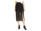 Chaser Lace Straight Midi Skirt W/ Slit (true Black) Women's Skirt