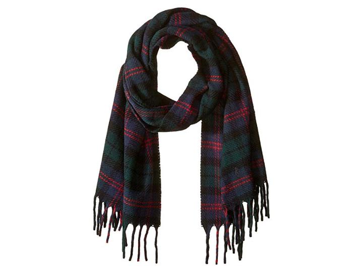 Polo Ralph Lauren Oversized Blanket Plaid Scarf (navy/black) Scarves
