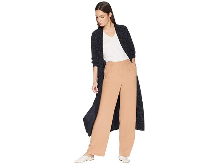 Eileen Fisher Morse Code Kimono Long Jacket With Belt (black) Women's Coat