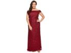 Adrianna Papell Plus Size Off Shoulder Crunchy Beaded Gown (cranberry) Women's Dress