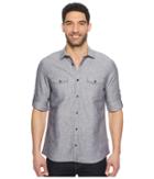 Calvin Klein Roll-tab Woven Shirt (atlantis) Men's Clothing