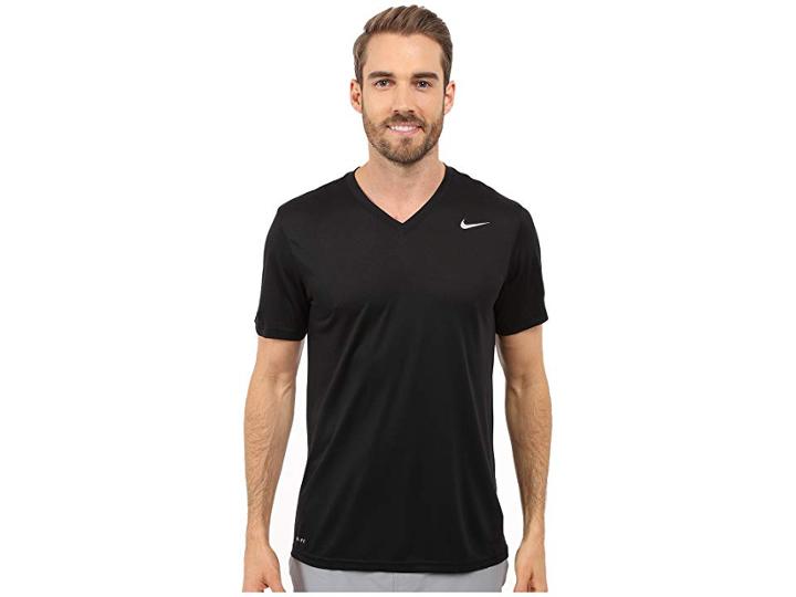 Nike Legend 2.0 Short Sleeve V-neck Tee (black/black/matte Silver) Men's T Shirt