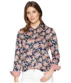 Chaps No-iron Paisley Sateen Shirt (navy Multi) Women's Clothing