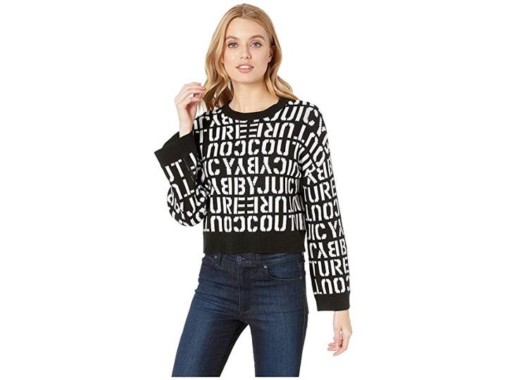 Juicy Couture Juicy Stencil Logo Sweater (black Juicy Stenci) Women's Clothing