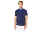 Calvin Klein Short Sleeve Color Block Polo (blackend Indigo) Men's Clothing