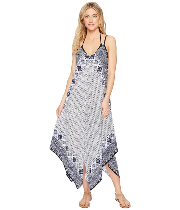 Tommy Bahama Tika Tiles Scarf Dress Cover-up (dark Sanibel Blue) Women's Swimwear