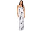 American Rose Riena Maxi Dress (white/navy Tie-dye) Women's Dress