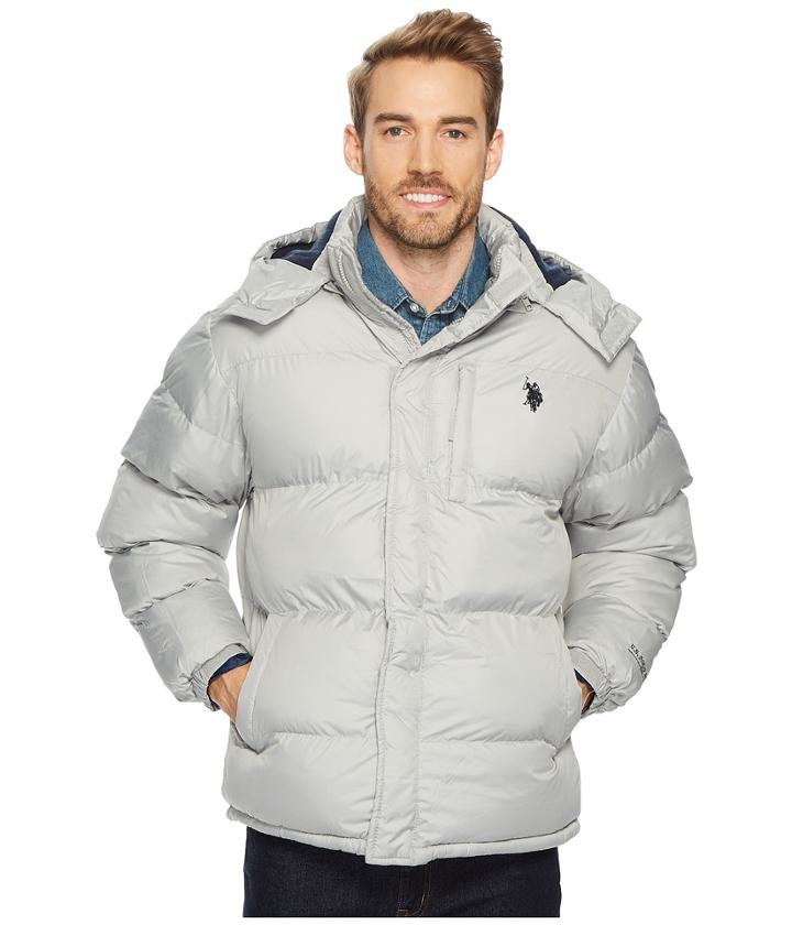 U.s. Polo Assn. Classic Short Bubble Fleece Jacket With Small Logo (lime Stone) Men's Coat
