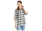 Dylan By True Grit Soft Shadow Plaid One-pocket Shirt (charcoal) Women's Clothing