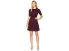 London Times Waist Wrape Fit Flare Dress (burgundy) Women's Dress