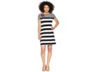 Calvin Klein Stripe Dress W/ Embroidery (black/white Stripe) Women's Dress