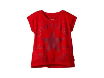 Converse Kids Oversized Chuck Femme Tee (little Kids) (enamel Red) Girl's T Shirt