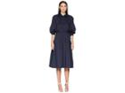 Zac Posen Cotton Poplin 3/4 Sleeve Dress (navy) Women's Dress