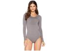 Yummie Seamless Long Sleeve Thong Back Body Suit (gargoyle) Women's Jumpsuit & Rompers One Piece