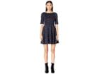 Kate Spade New York Leopard Lace-up Ponte Dress (light Adriatic Blue) Women's Dress