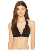 Polo Ralph Lauren Modern Solid Tie Back Ruffle Halter Top (black) Women's Swimwear