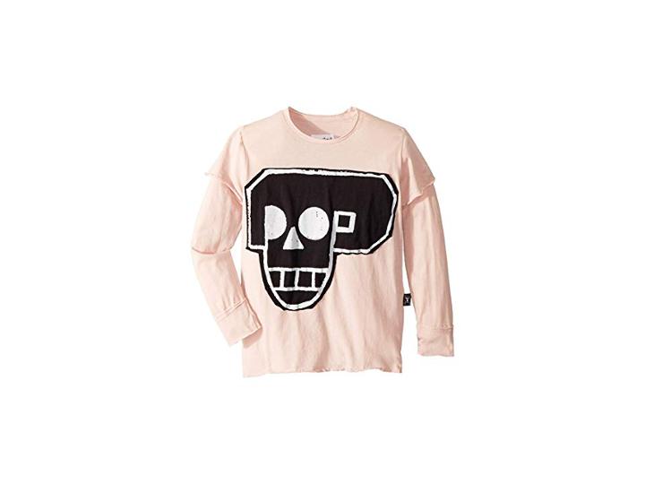 Nununu Skull Robot Patch T-shirt (little Kids/big Kids) (powder Pink) Girl's T Shirt