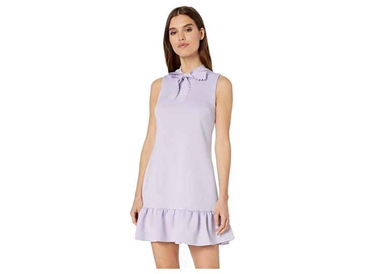 Betsey Johnson Scuba Shift Dress With Laser Cut Necktie (berry Frosting) Women's Dress