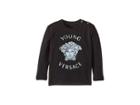 Versace Kids Long Sleeve Medusa Logo T-shirt (infant) (black) Boy's T Shirt