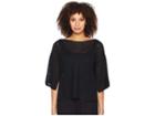 Eileen Fisher Bateau Neck Top (black) Women's Short Sleeve Pullover