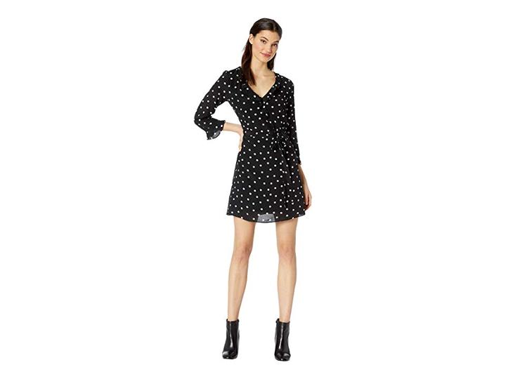 Sanctuary Eye Candy Faux Wrap Dress (black Dots) Women's Dress