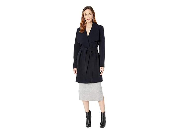 Lauren Ralph Lauren Belted Crepe Wrap (midnight) Women's Coat